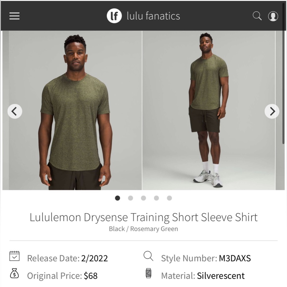 Lululemon Drysense Training Short Sleeve Shirt - Black / Rosemary Green